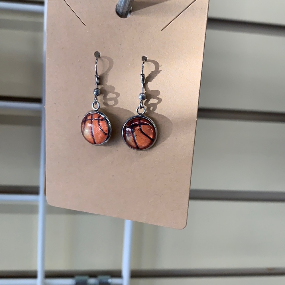 Handmade basketball earrings